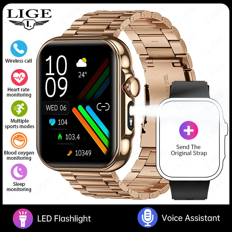 2025 Smart Watch Men 2.01‘’ HD Large Screen LED Flashlight Bluetooth Call Women's Fitness Tracker Waterproof Sports Smartwatch