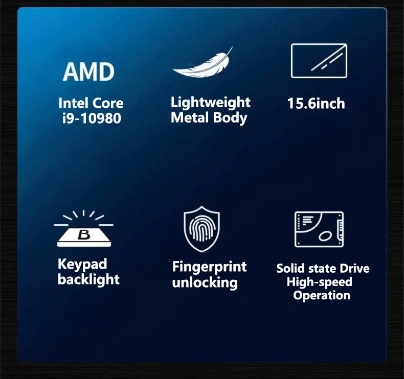 15.6" Intel Core i9 10980HK Windows 11 Pro Laptop Computer 32GB RAM 512GB 1TB 2TB SSD Portable Notebook PC Office Study Laptops