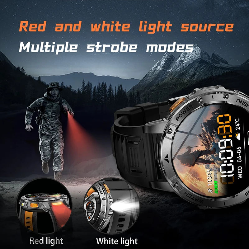 2026 Smartwatch,1400mAh battery,1.7"IPS screen,120+sports,SOS strobe alarm,IPX8 waterproof,LED light,BT Call,Xmas birthday gift