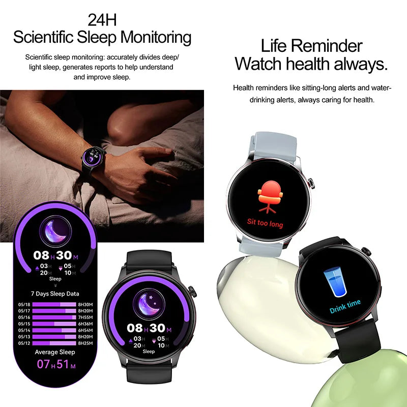 2026 Smart Fashion Watch 1.43'' 100+ Sports Mode Information Push Voice Assistant IP68 Waterproof Custom Watch Face Smart Watch