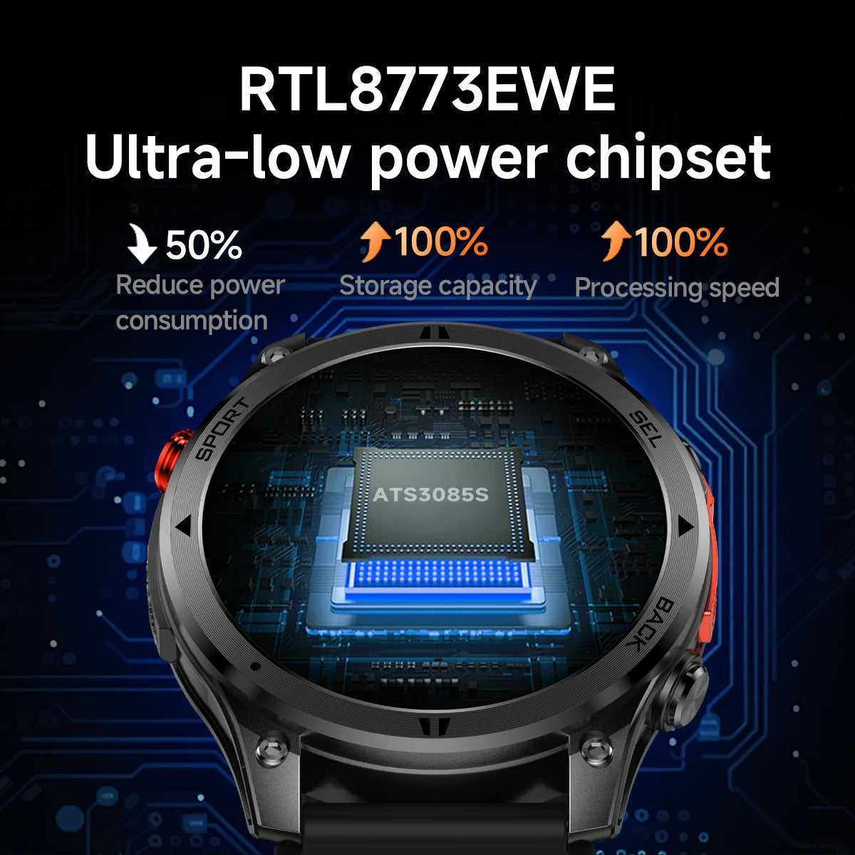 2026NEW Smart Watch Outdoors Sports MAN Bluetooth Call IP68 Waterproof Heart Rate GPS HD Screen Large Battery Health Monitoring