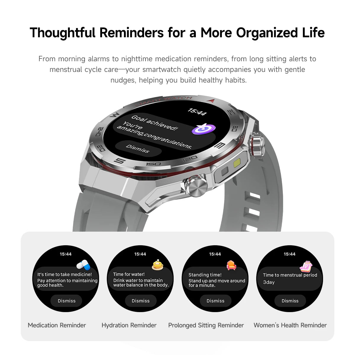 2026 smartwatch, 1.5-inch touchscreen, supports wireless calls, music, various sports modes, message sending and alarm functions