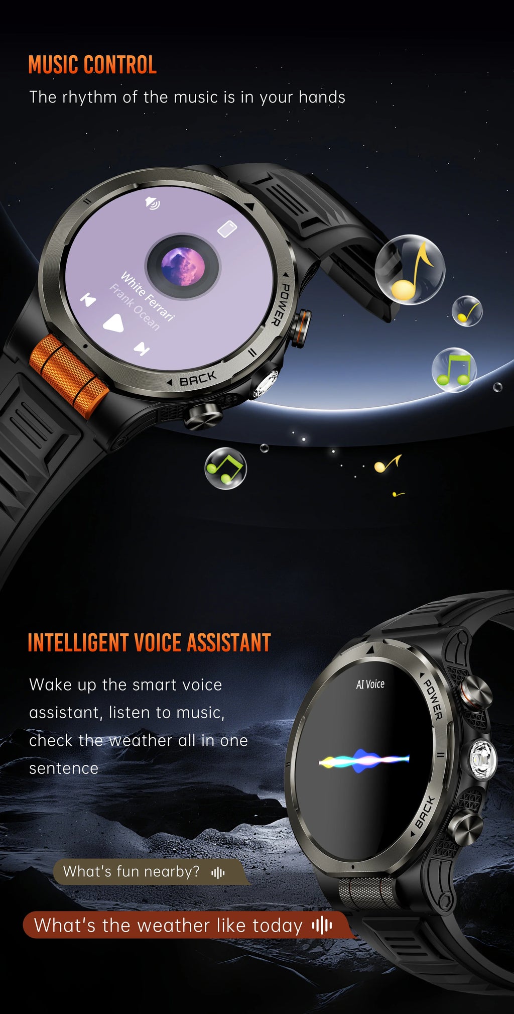 Smart Watch 1.43AMOLED Colorful Screen Highlight 1100mAh Battery Outdoor Compass 100+ Sports Mode Health Monitoring Smart Watch