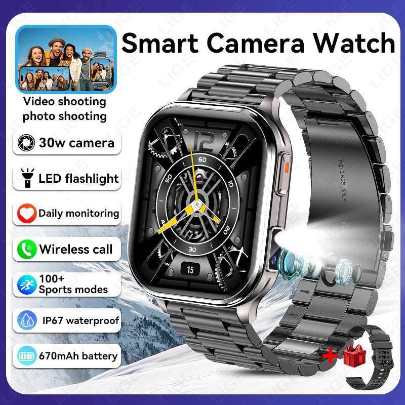 2026 New Men Smart Watch Photos Record Video Health Monitor Waterproof BT Call Recording Sports Fitness Camera Smart Watch Women