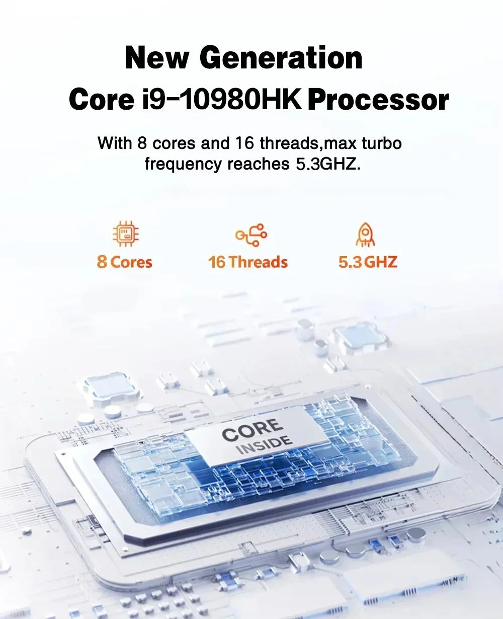 Mini High-performance Gaming Laptop i9-10980HK Win11 Pro 32GB RAM 1TB/2TB SSD 4K Visual WiFi6 BT5.2 Home Office Laptop