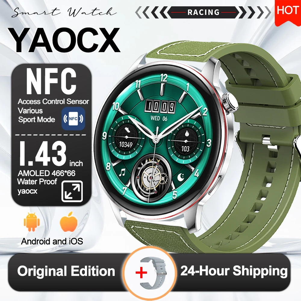 2026 Smart Fashion Watch 1.43'' 100+ Sports Mode Information Push Voice Assistant IP68 Waterproof Custom Watch Face Smart Watch
