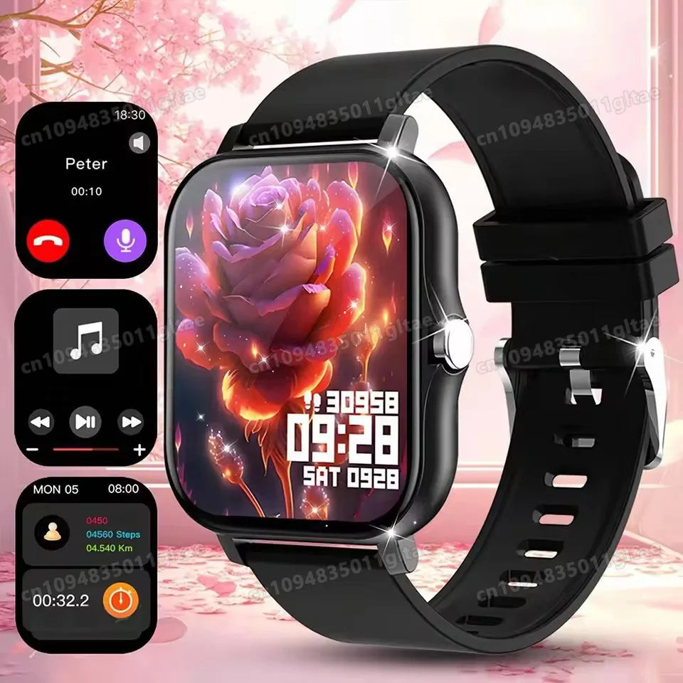 2026 New Smart Watch 2.01” Inch HD Screen Bluetooth Talk Pedometer IP68 Waterproof 123 Sport Modes Man Woman Watch Gift Pk HW12
