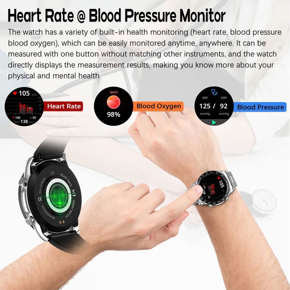 2026 new smart fitness watch with health tracking, heart rate monitor, NFC access, blood pressure check, and wireless calling,