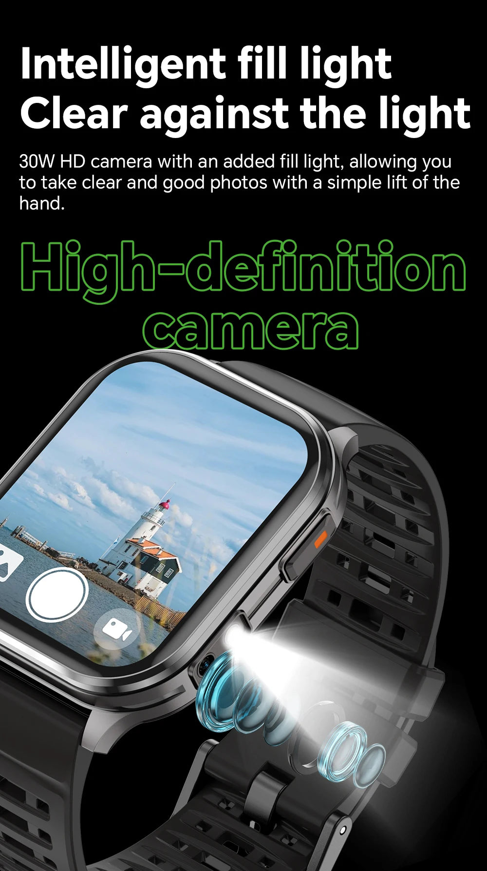 2026 New Men Smart Watch Photos Record Video Health Monitor Waterproof BT Call Recording Sports Fitness Camera Smart Watch Women