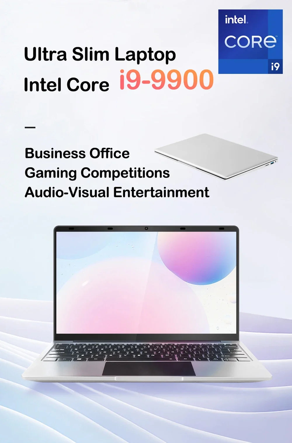 Powerful 14.1" Laptop Intel Core I9-9900 32GB 2TB Gaming PC Super Thin Office Study Computer PC Windows 11 Pro 1920*1080 HD