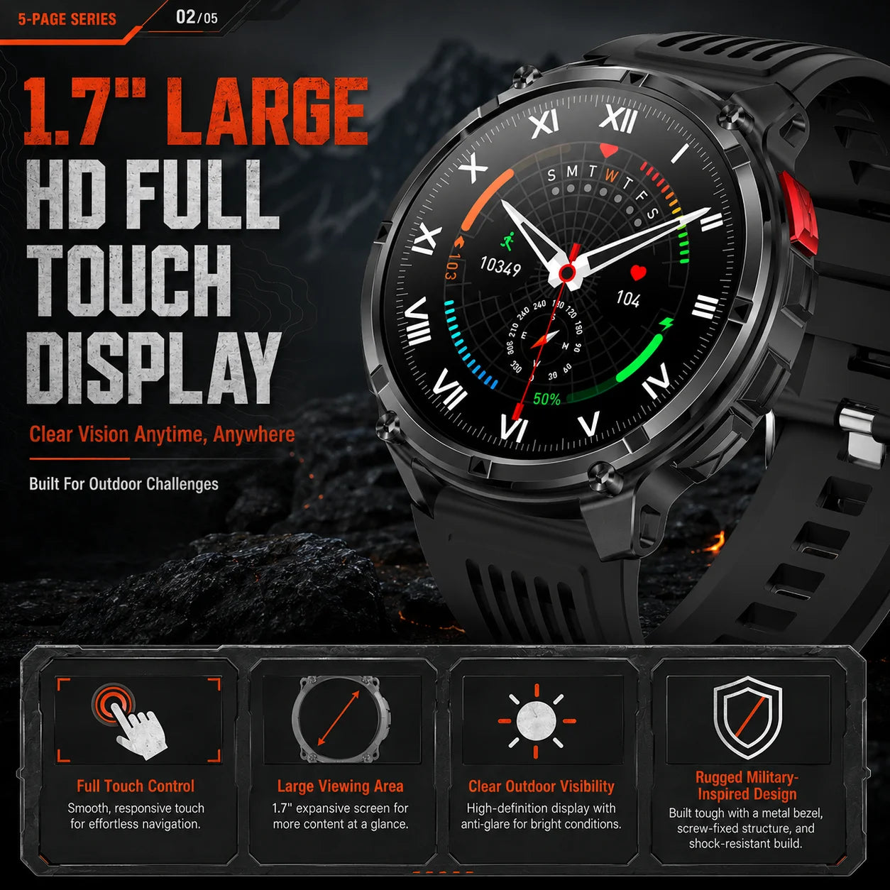 Smart Watch IP68 Waterproof Alarm Clock Reminder Music Control Breathing Training Exercise Mode Health Monitoring Smart Watch