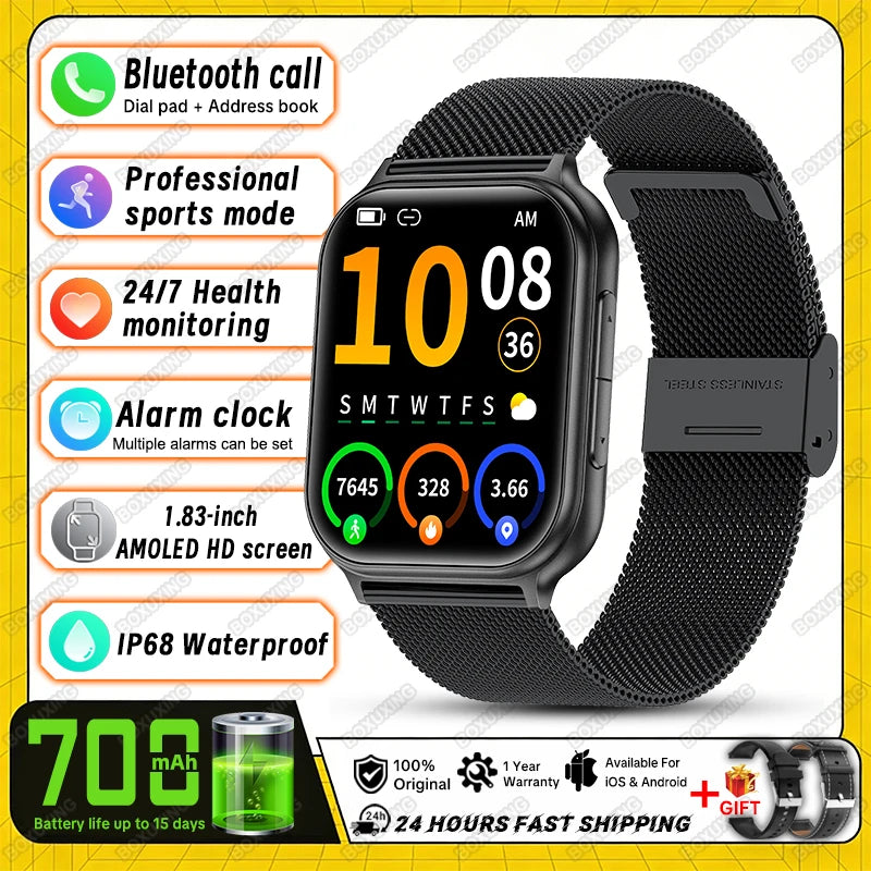 2026 New Smartwatches Men Women Professional Sports Fitness IP68 Waterproof Built-in 24H Heart Rate Bluetooth Call Smart Watch
