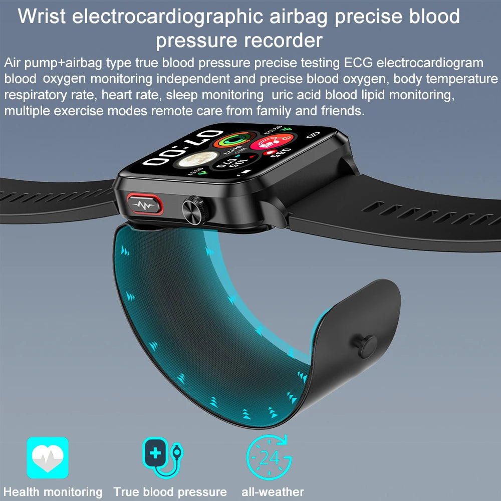 2026 New Smart Watch air Pump ECG True Accurately Blood Pressure Airbag health watch Uric Acid Blood Lipids watch men waterproof