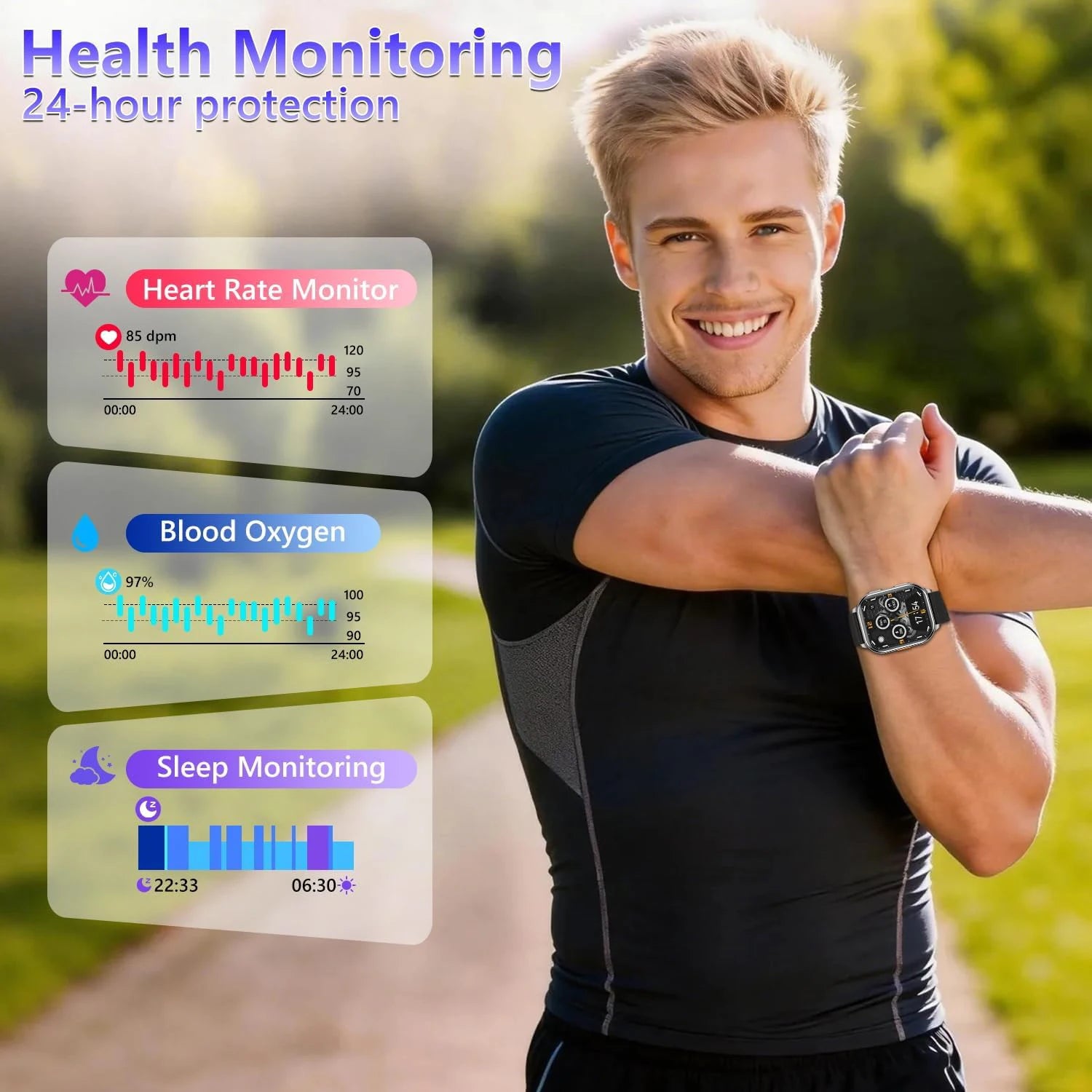 New Smartwatch Men Women Camera Take Photos Record Video Health Monitor Sports Fitness Waterproof Flashlight Call Smart Watches