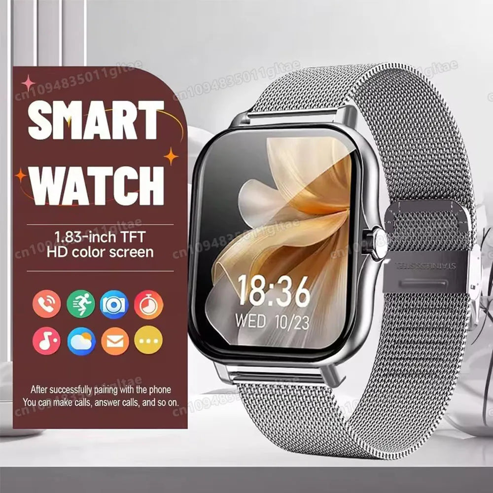 2026 New Smart Watch 2.01” Inch HD Screen Bluetooth Talk Pedometer IP68 Waterproof 123 Sport Modes Man Woman Watch Gift Pk HW12