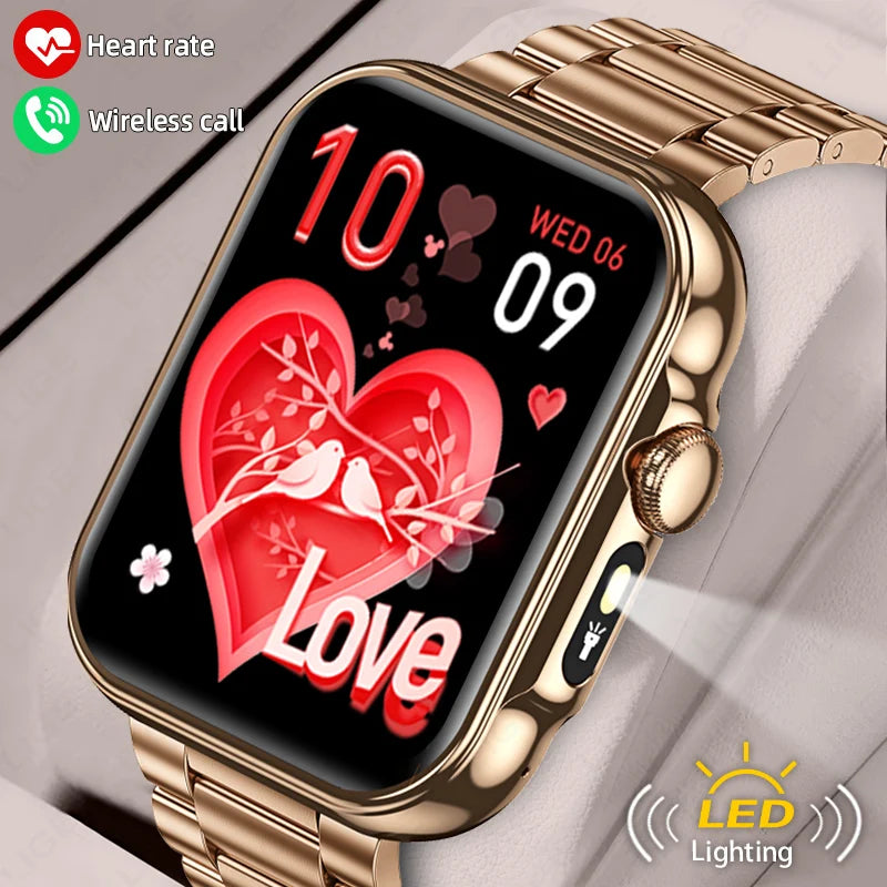 2025 Smart Watch Men 2.01‘’ HD Large Screen LED Flashlight Bluetooth Call Women's Fitness Tracker Waterproof Sports Smartwatch