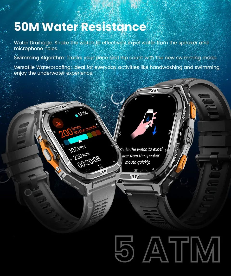 2026 New GPS Smart Watch Men 1.96-inch HD AMOLED Screen Compass Bluetooth Call 5ATM Waterproof Sport Smart Watch for Android iOS
