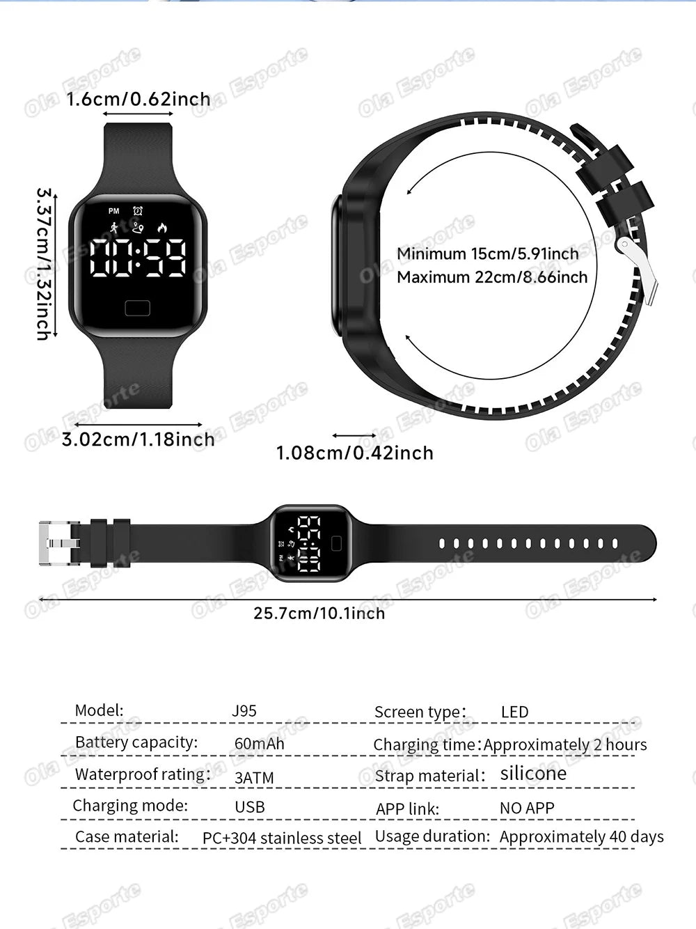 Smart Watch For Men Sports High School Student Sleep Monitor Waterproof Alarm Clock Multi Functional Women Electronic Watch HW12