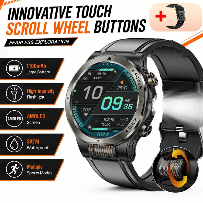 Smart Watch 1.43AMOLED Colorful Screen Highlight 1100mAh Battery Outdoor Compass 100+ Sports Mode Health Monitoring Smart Watch