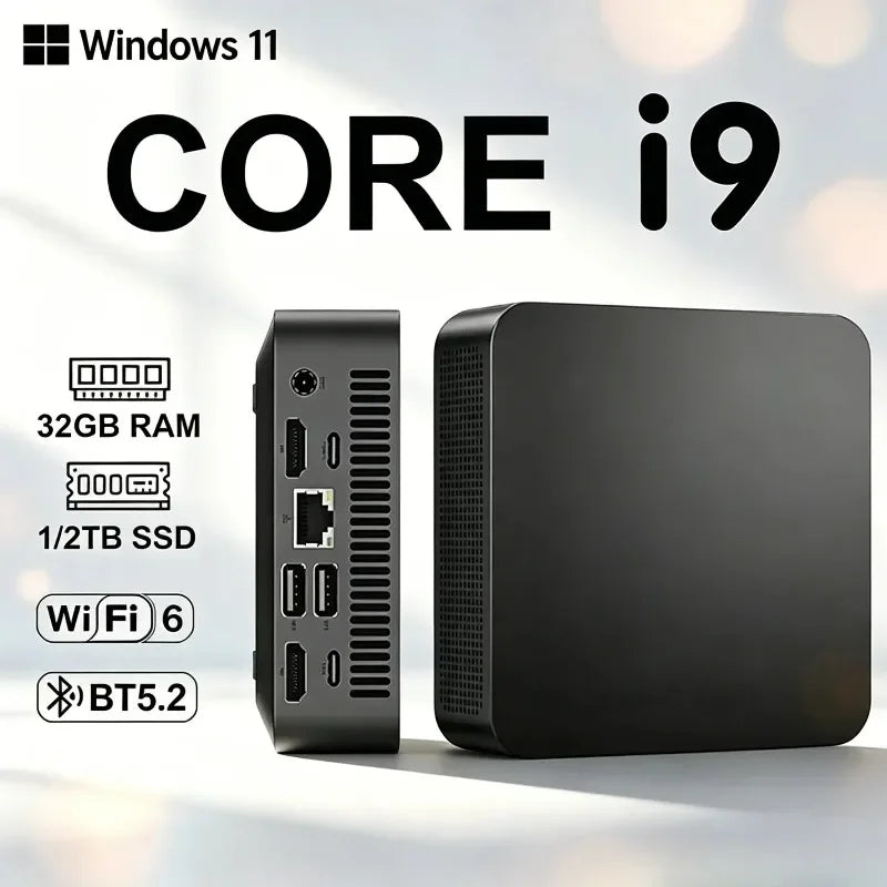 New PC Mini Intel Core i9 10980HK Gaming PC Computer 16GB RAM M.2 SSD Windows 11 Pro WiFi 6 BT5.2 UHD Gamer Desktop PC