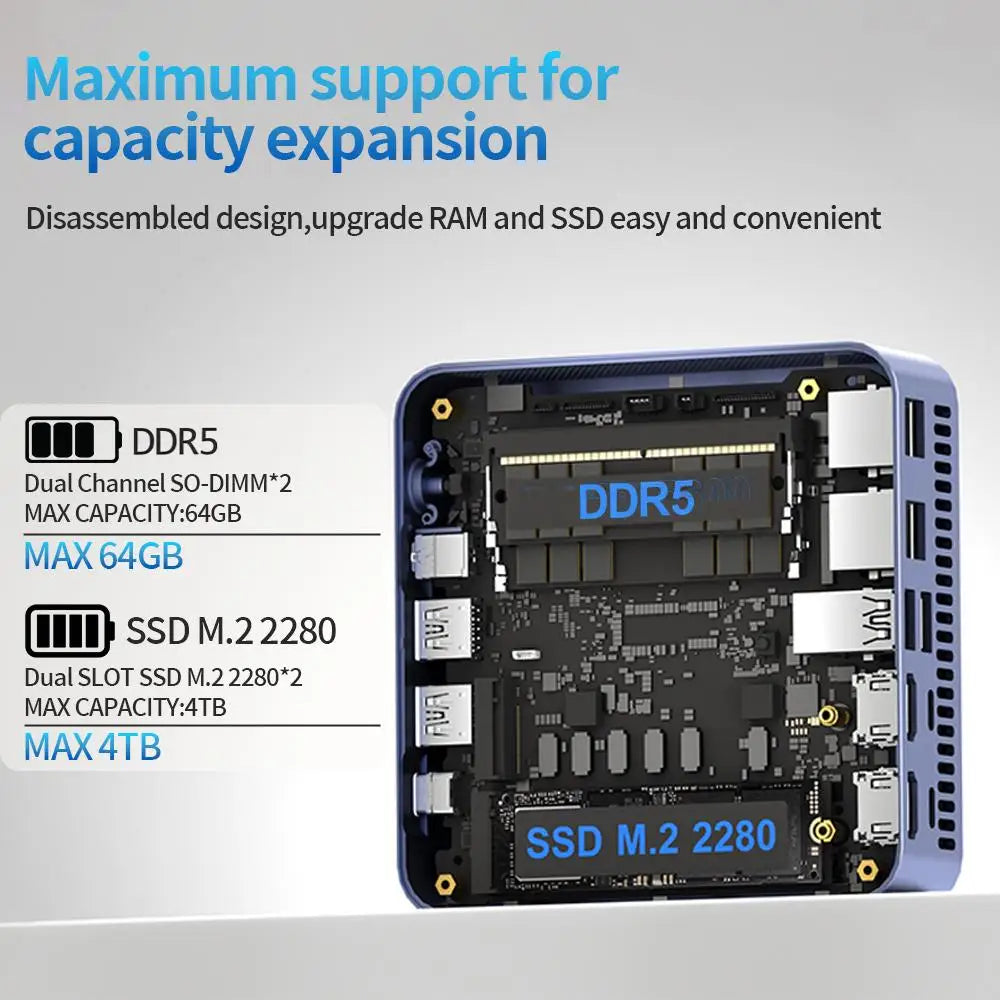 Mini PC Computer i5-1340P WIFI6 BT5.2 Mini Gaming PC 2.5G LAN USB4.0 DDR5 4800MHz PCIe SSD Mini Desktop Computer/ OpenClaw