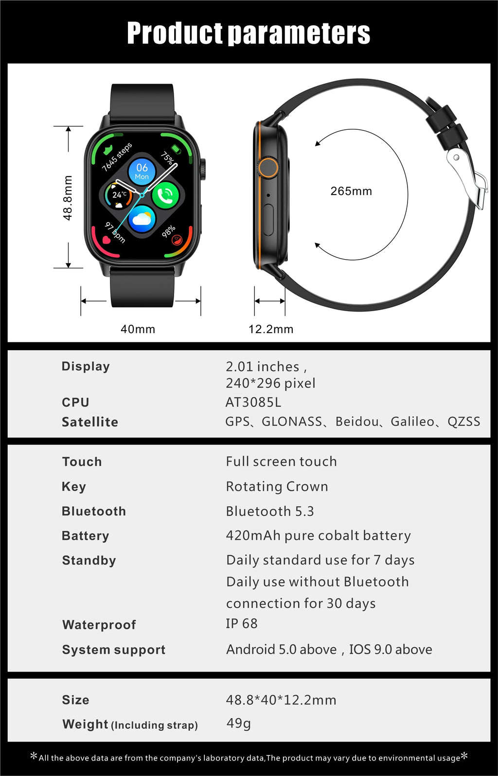 New Smart Watch for Men and Women HD AMOLED Screen Heart Rate Bluetooth Call GPS Tracking IP67 Waterproof Sports Smart Watch