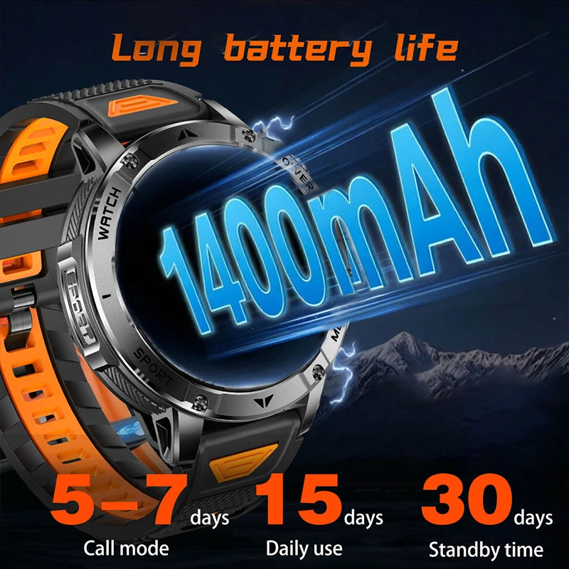 2026 Smartwatch,1400mAh battery,1.7"IPS screen,120+sports,SOS strobe alarm,IPX8 waterproof,LED light,BT Call,Xmas birthday gift