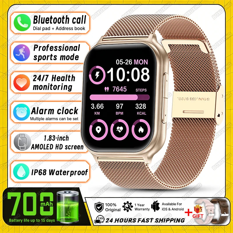 2026 New Smartwatches Men Women Professional Sports Fitness IP68 Waterproof Built-in 24H Heart Rate Bluetooth Call Smart Watch