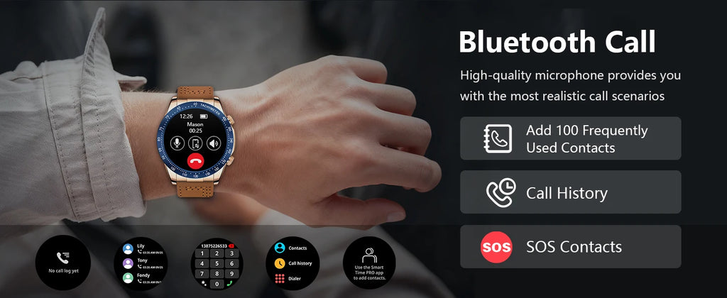 2026 new smart fitness watch with health tracking, heart rate monitor, NFC access, blood pressure check, and wireless calling,