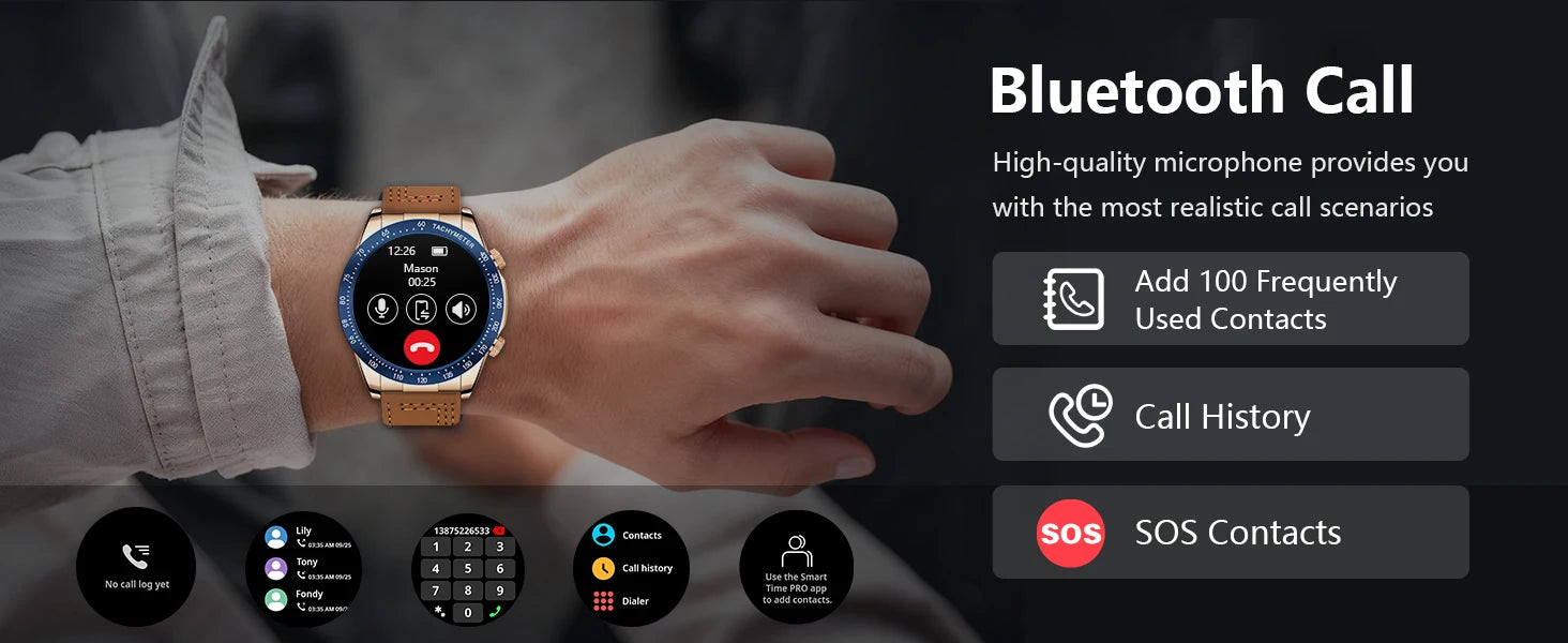 2026 new smart fitness watch with health tracking, heart rate monitor, NFC access, blood pressure check, and wireless calling,