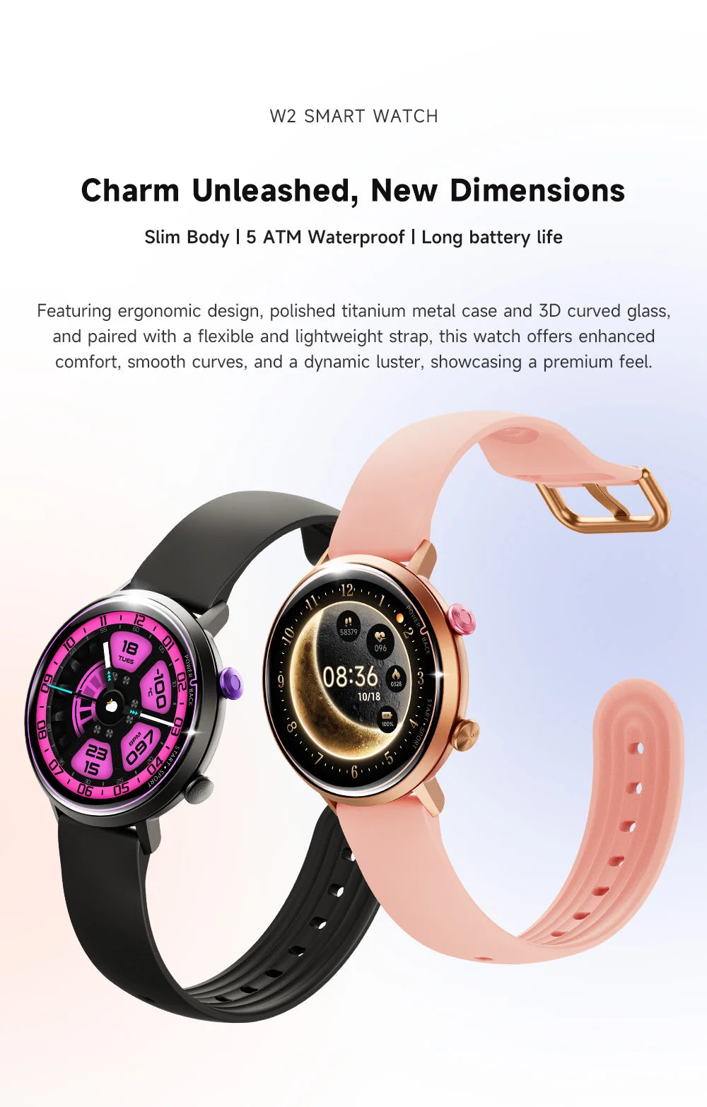Smart Watch for Lovers, Outdoor Sports Matching, Message Notifications Deep Waterproof All-day Health Monitoring Valentine's Day