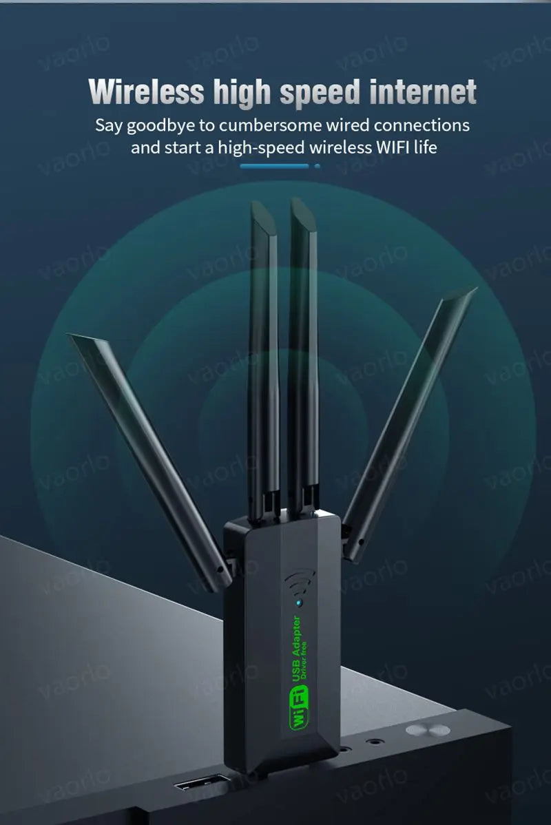 Original 4 Antennas 1200Mbps WiFi USB 3.0 Adapter 2.4G/5GHZ Dual Band WiFi Dongle Wireless Network Card 802.11AC For Win 10/11