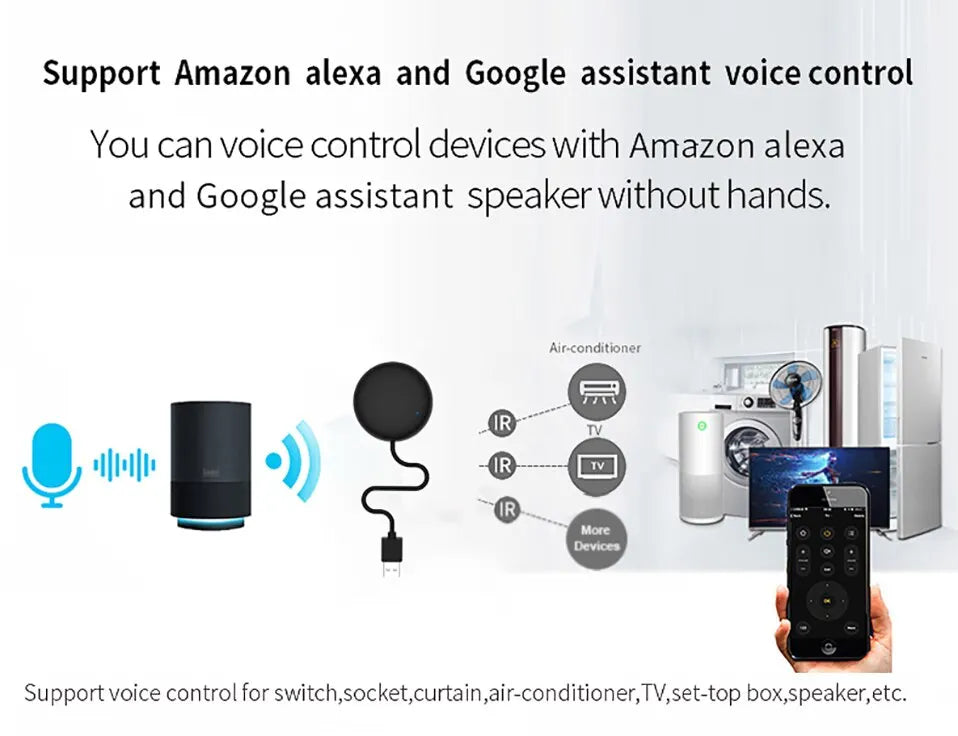 Smart IR Remote Control For TV Air Conditioner Devices Smart Home Automation Gear Automation Gear Controls TV Air Conditioner