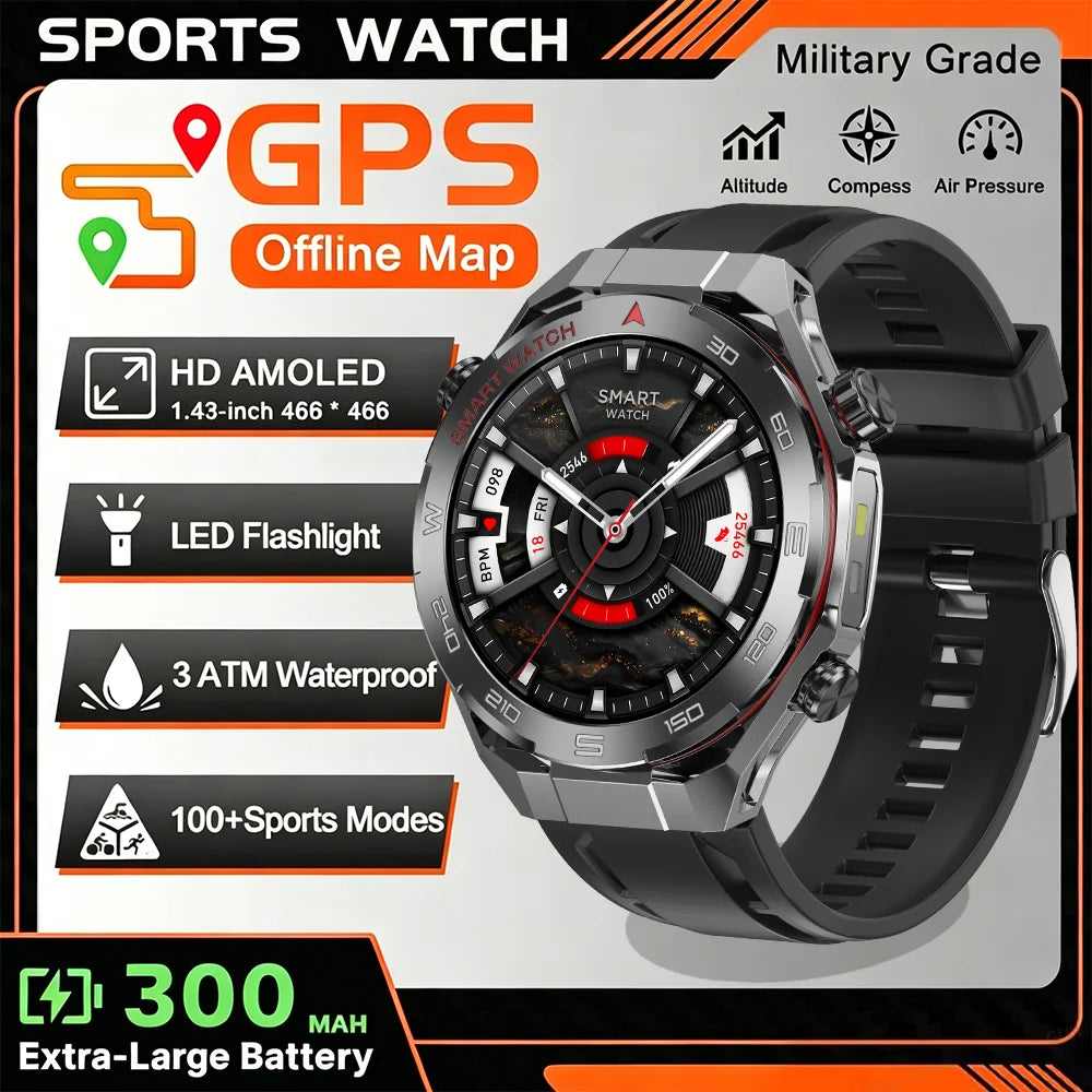 2026 smartwatch, 1.5-inch touchscreen, supports wireless calls, music, various sports modes, message sending and alarm functions