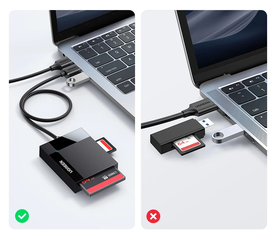 UGREEN Card Reader 4-in-1 USB3.0 USB-C OTG to SD CF Micro SD TF MS Card Adapter for Laptop PC Windows macOS Memory Card Adapter