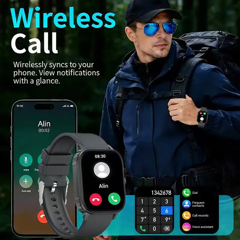 2026 upgraded smartwatch -1000mAh long battery life, 2.04-inch large screen, wireless calling, 100+sports, neutral smartwatch