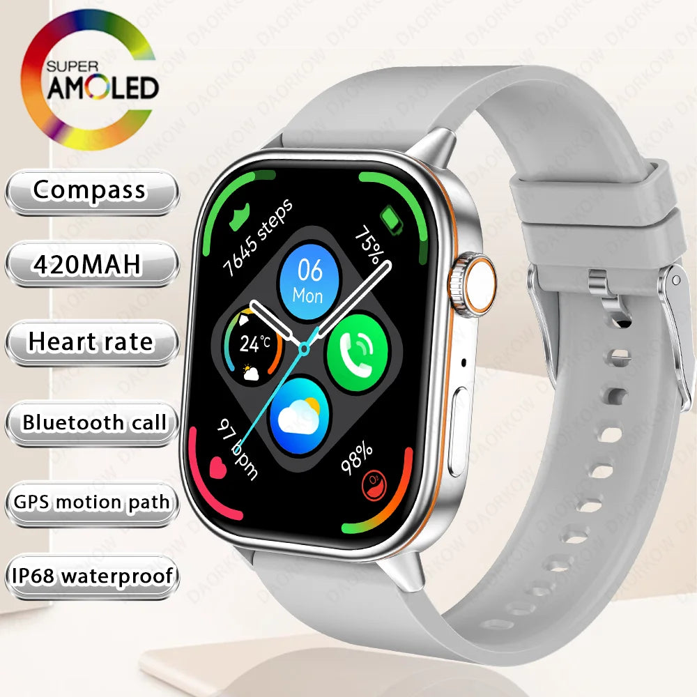 New Smart Watch for Men and Women HD AMOLED Screen Heart Rate Bluetooth Call GPS Tracking IP67 Waterproof Sports Smart Watch