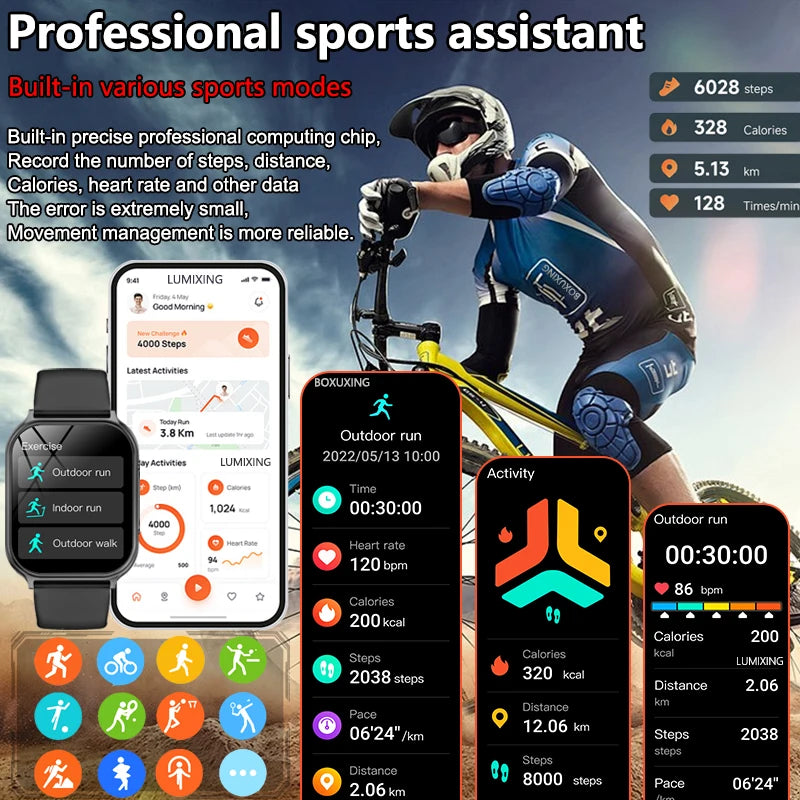 2026 New Smartwatches Men Women Professional Sports Fitness IP68 Waterproof Built-in 24H Heart Rate Bluetooth Call Smart Watch