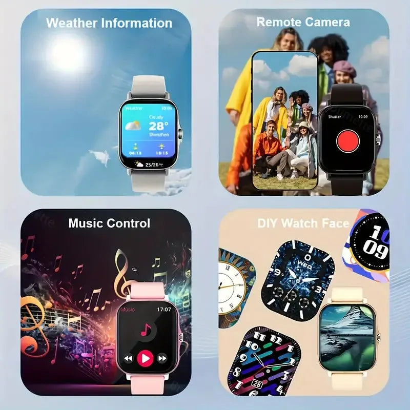 2026 Smart Watch 1.83 Inch HD Display Answer Make Call Message Preview Sport Modes DIY Dial Weather Forecast Men Women