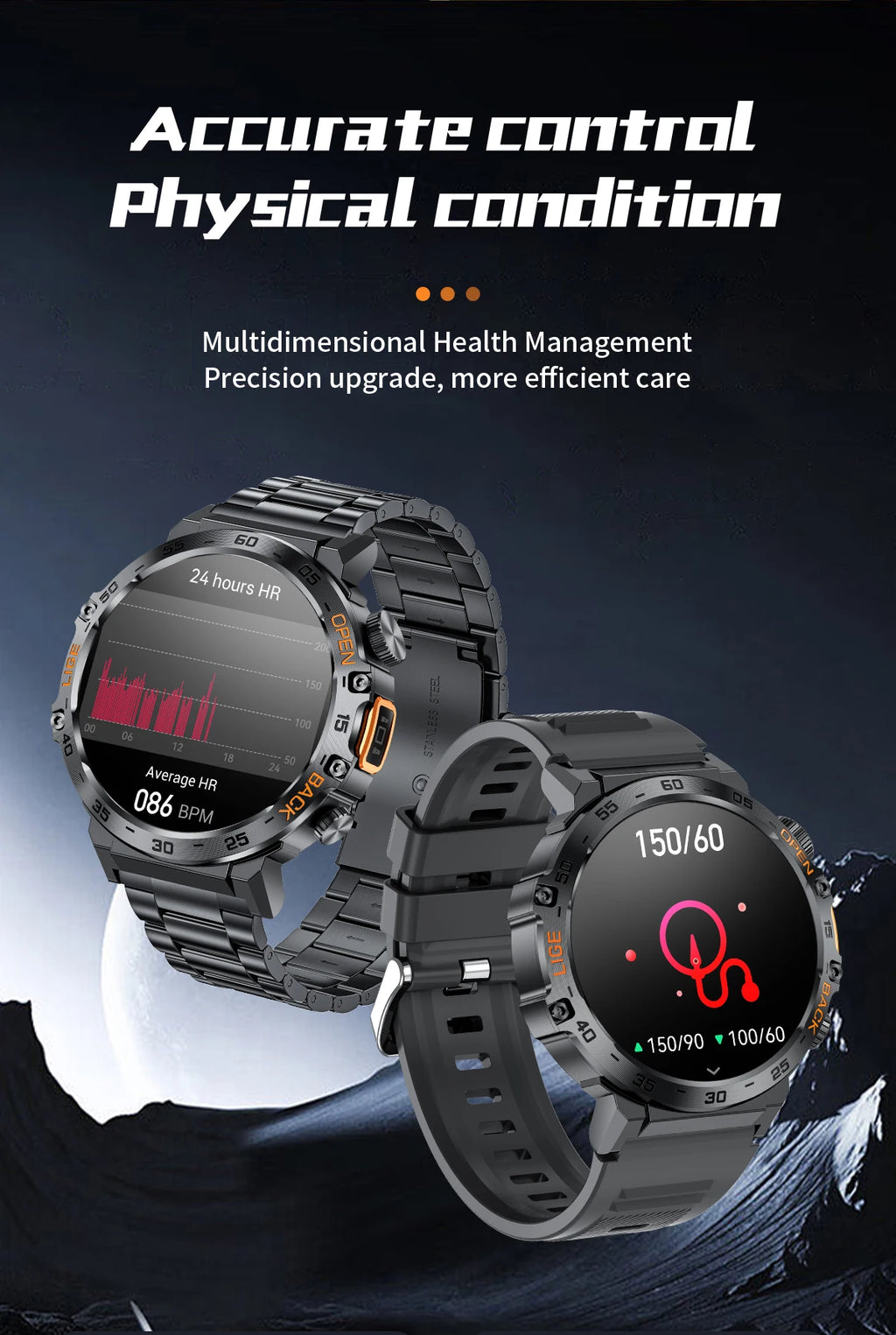 LIGE Smart Watch Men 360*360 AMOLED HD Screen Waterproof Sports Fitness Watches Flashlight Men Smartwatch For Andrio IOS 2026
