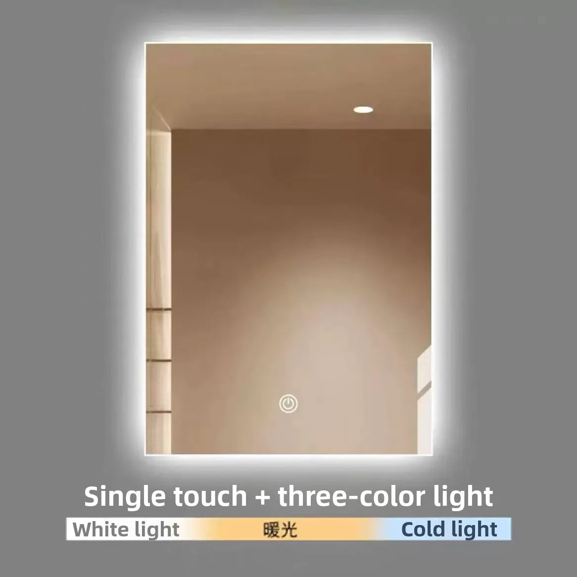 Smart Lighted Mirror With Touch Screen TV Tri-color Adjustable Light 2 in 1 Mirror TV Ideal for Hotels and RV