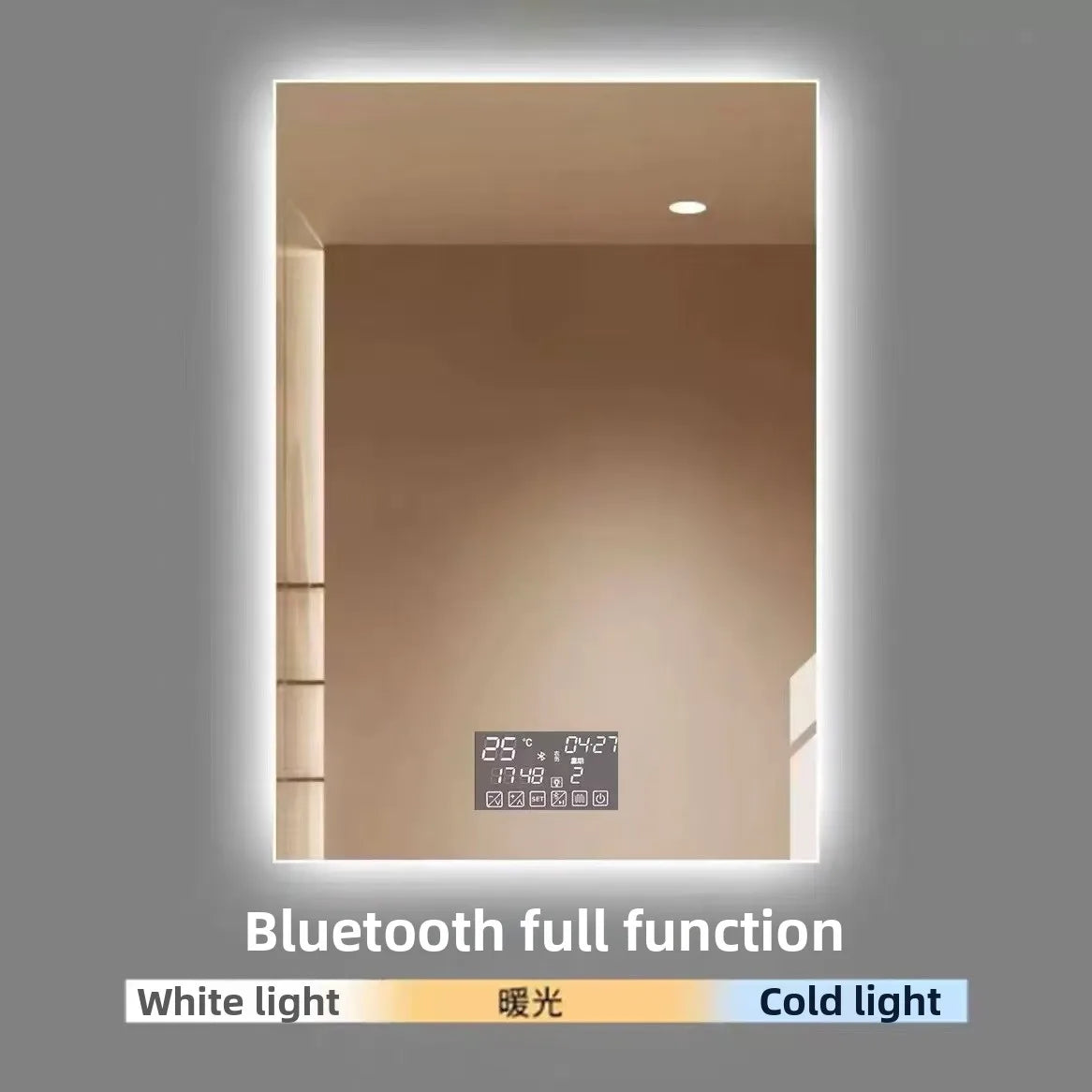Smart Lighted Mirror With Touch Screen TV Tri-color Adjustable Light 2 in 1 Mirror TV Ideal for Hotels and RV