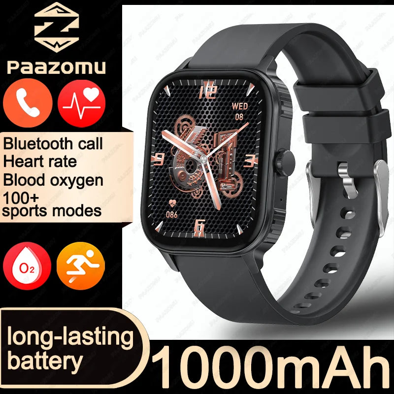 2026 upgraded smartwatch -1000mAh long battery life, 2.04-inch large screen, wireless calling, 100+sports, neutral smartwatch