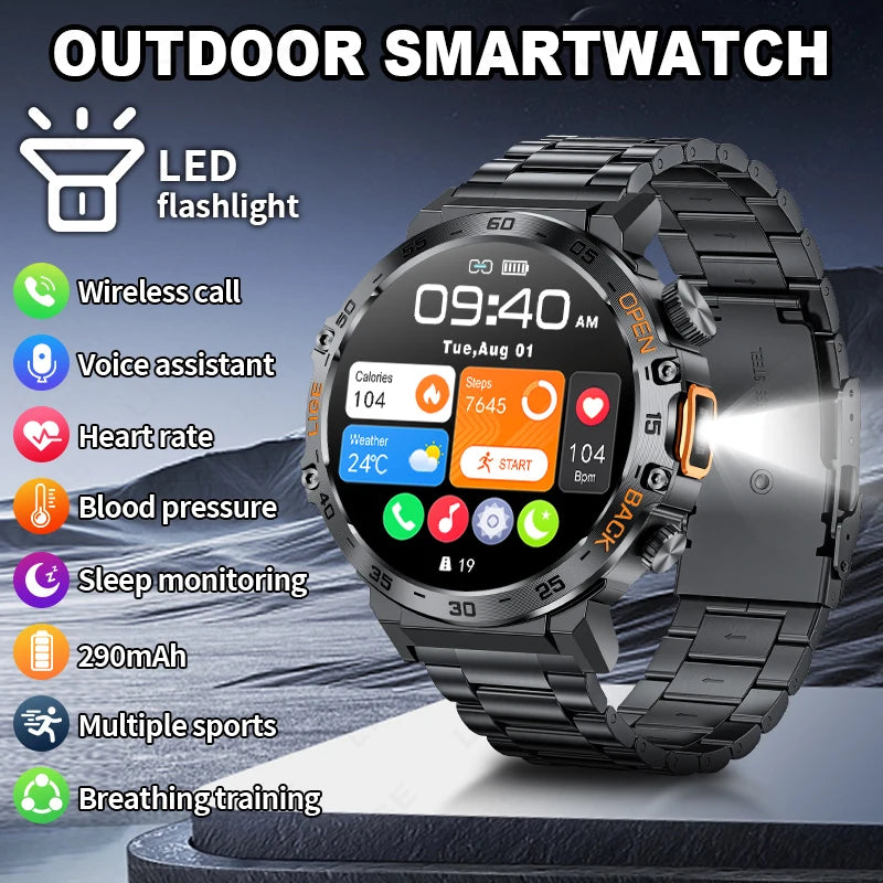LIGE Smart Watch Men 360*360 AMOLED HD Screen Waterproof Sports Fitness Watches Flashlight Men Smartwatch For Andrio IOS 2026