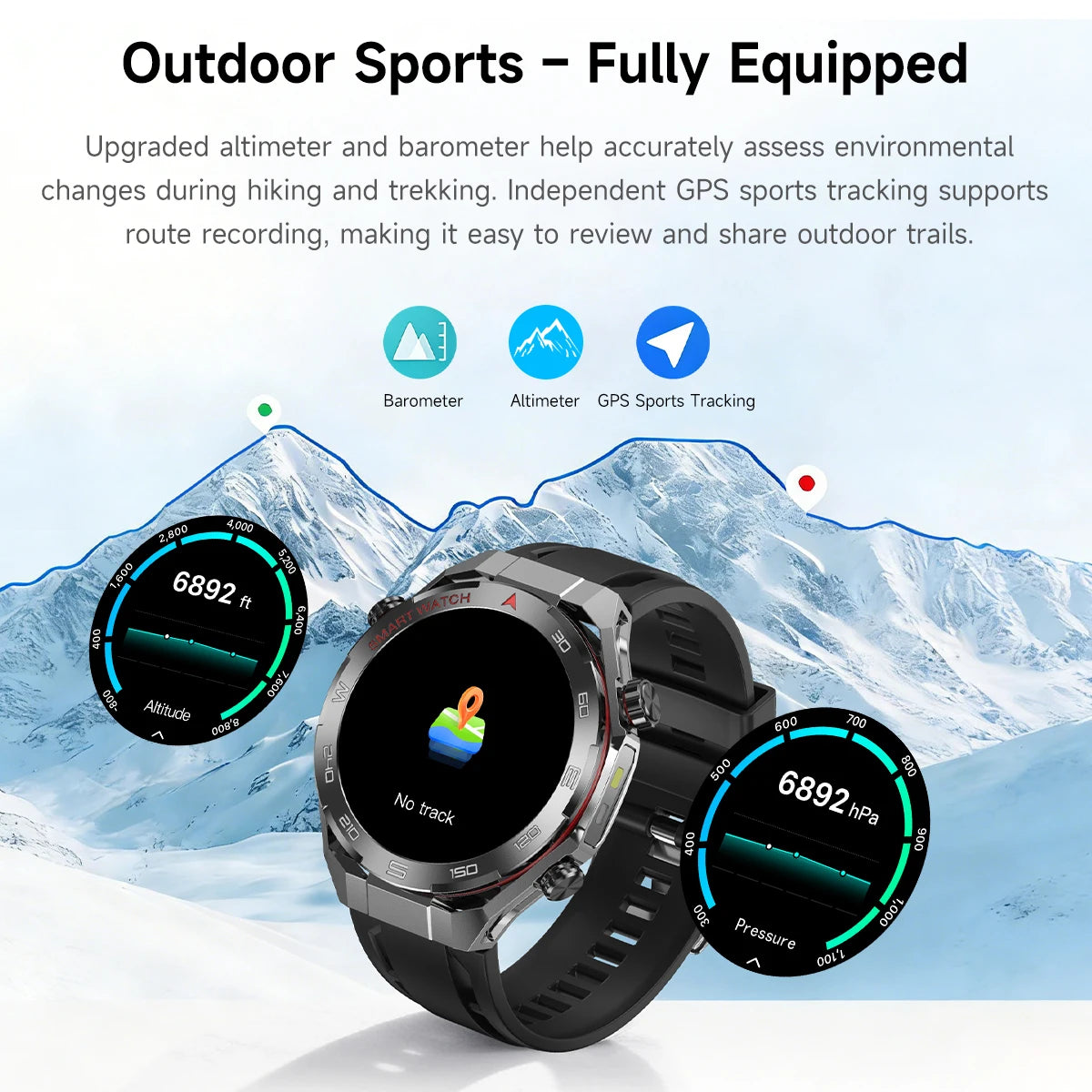 2026 smartwatch, 1.5-inch touchscreen, supports wireless calls, music, various sports modes, message sending and alarm functions
