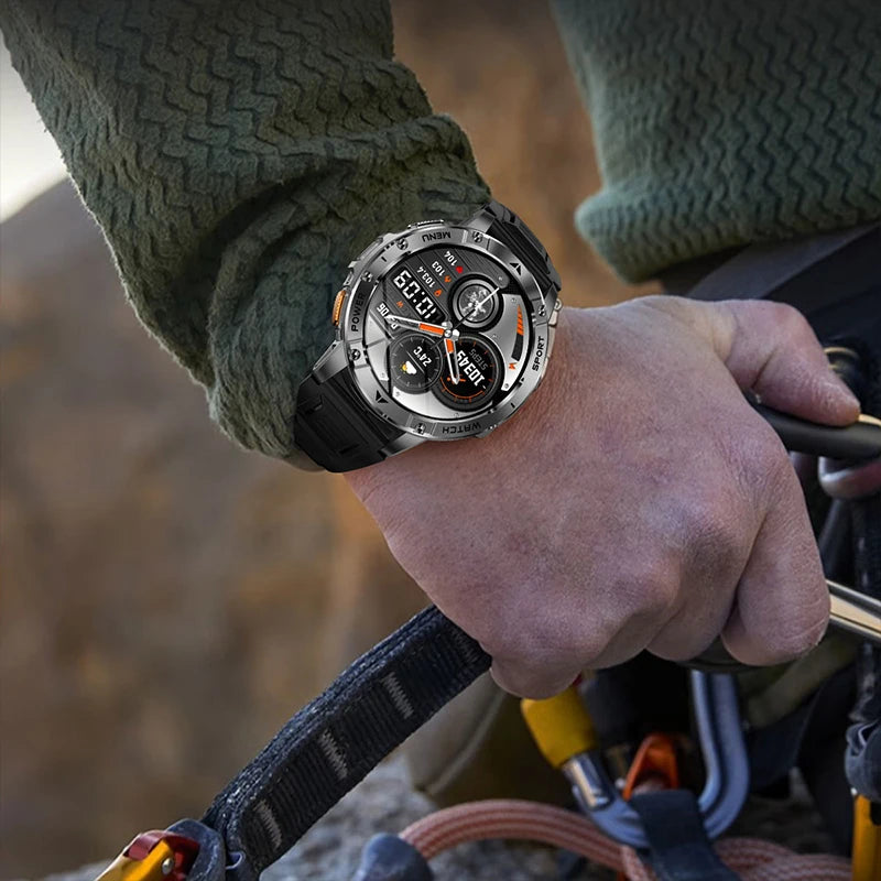 2026 Smartwatch,1400mAh battery,1.7"IPS screen,120+sports,SOS strobe alarm,IPX8 waterproof,LED light,BT Call,Xmas birthday gift