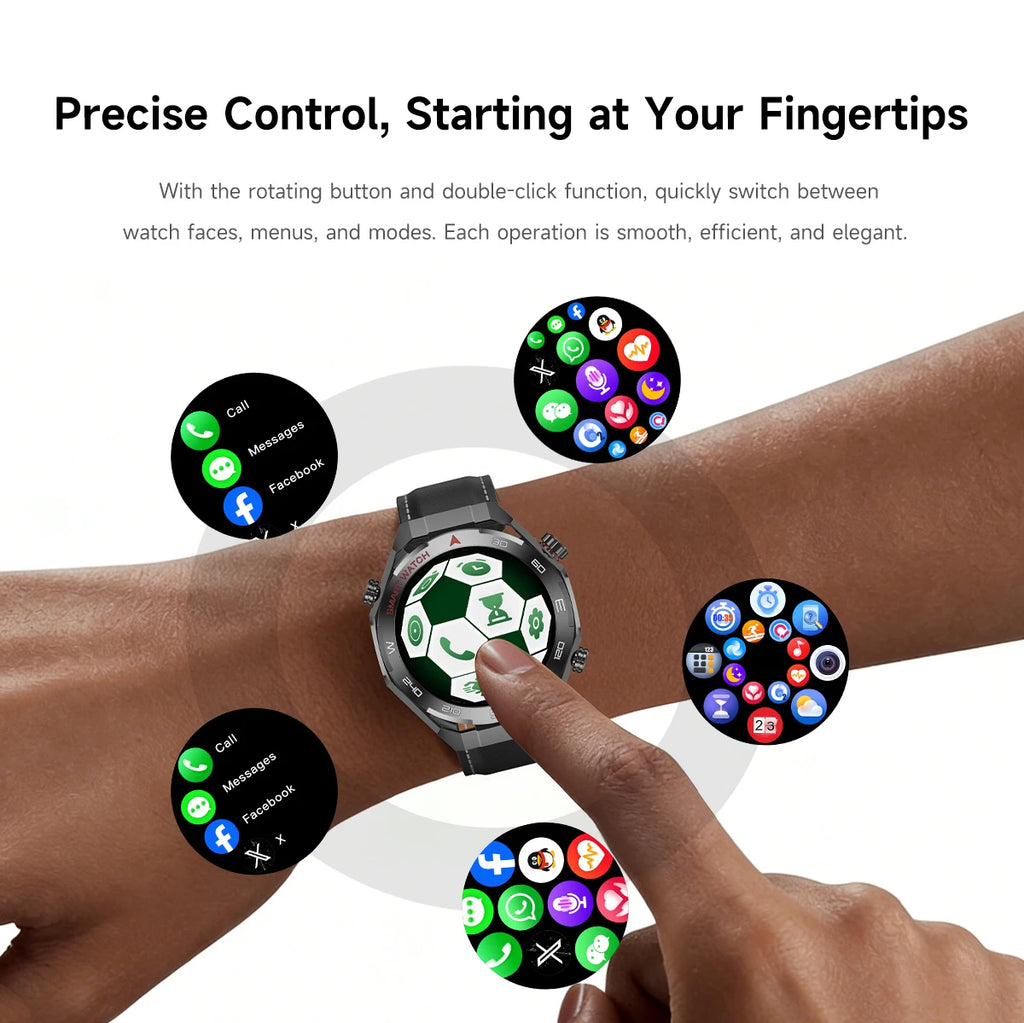2026 smartwatch, 1.5-inch touchscreen, supports wireless calls, music, various sports modes, message sending and alarm functions
