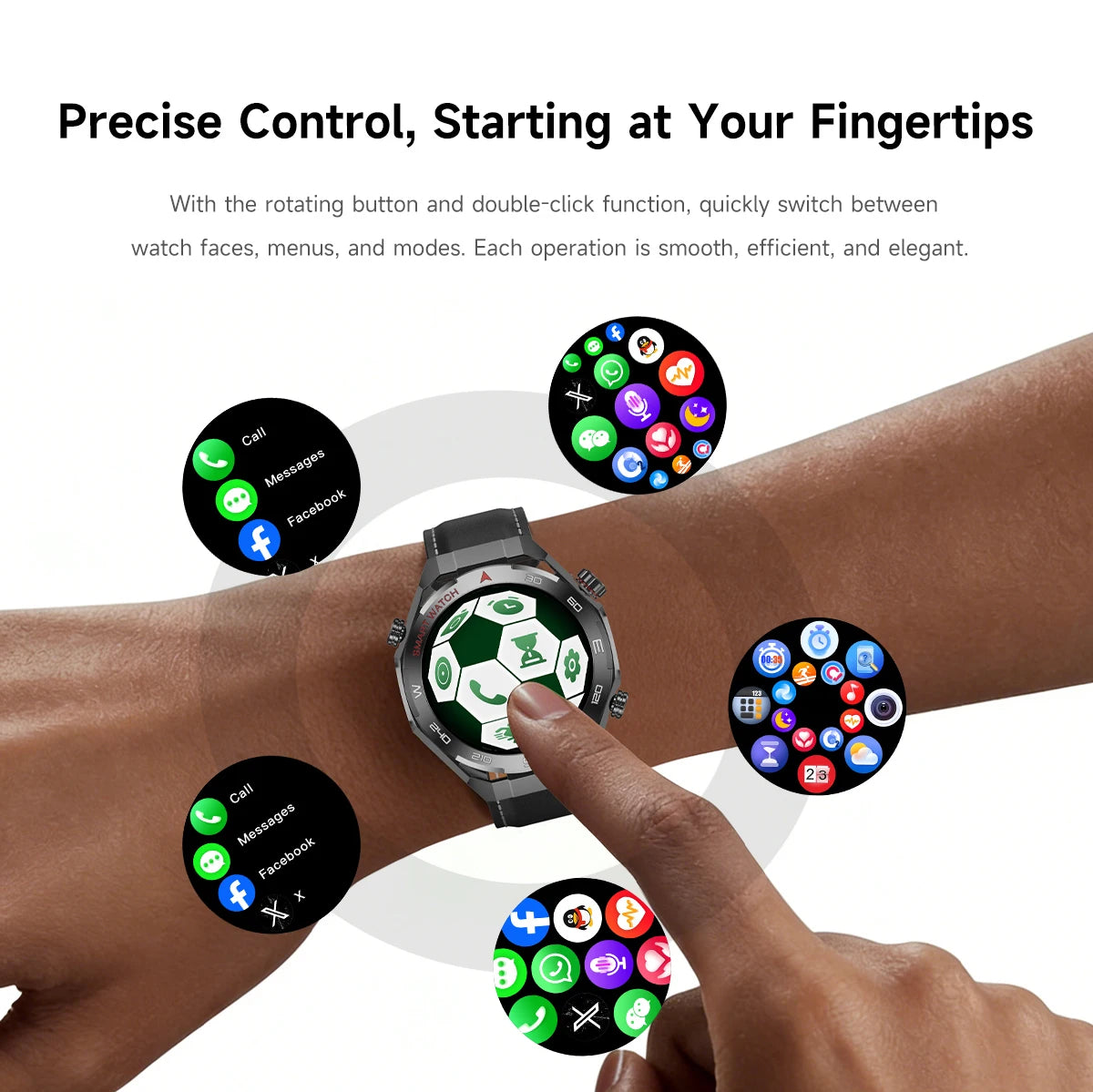 2026 smartwatch, 1.5-inch touchscreen, supports wireless calls, music, various sports modes, message sending and alarm functions