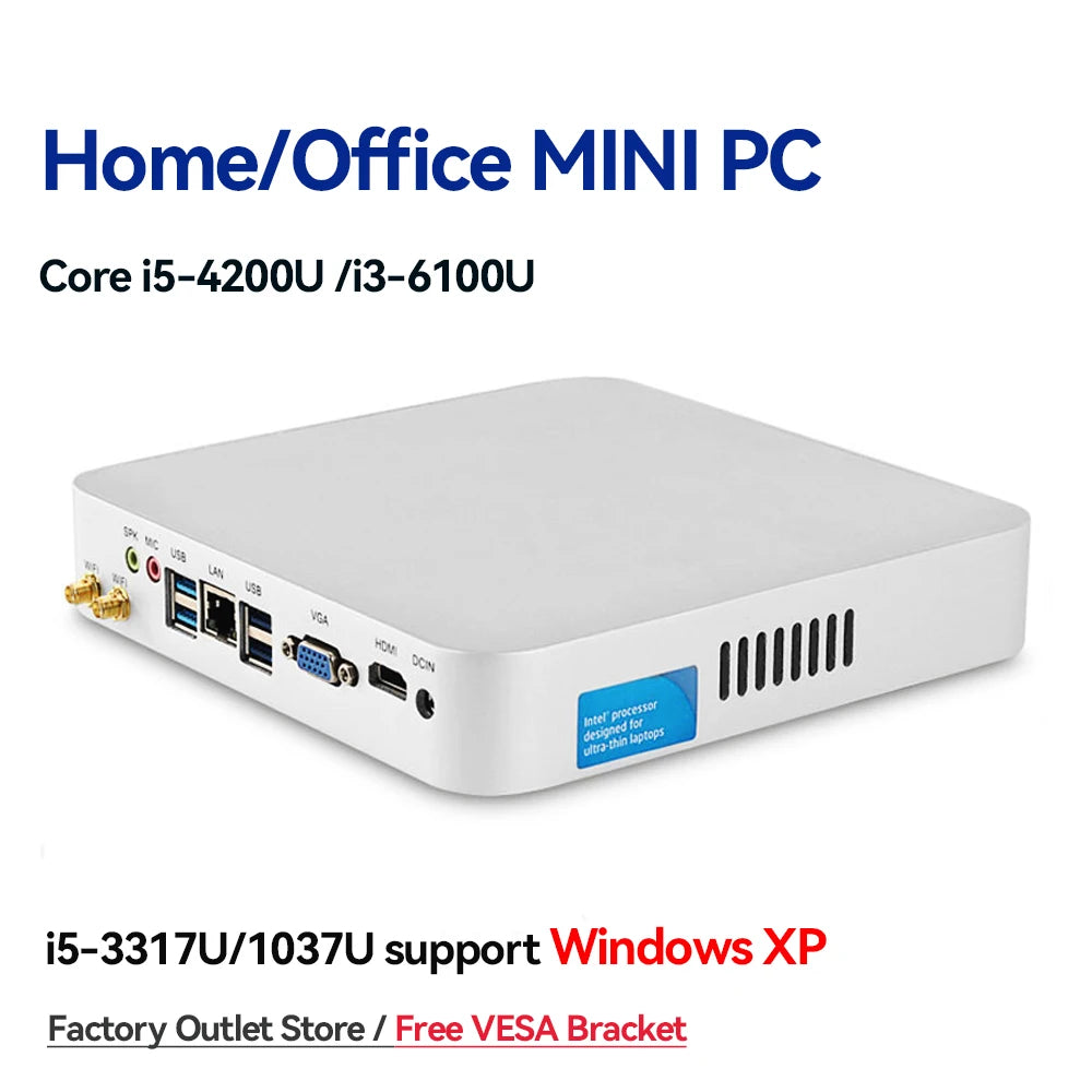 Intel Core i5-4200U 1037U Mini PC DDR3 SSD with 6xUSB 1xHDMI 1xVGA Support WiFi PCIE Linux Pfsense Office Computer Win10 Ready