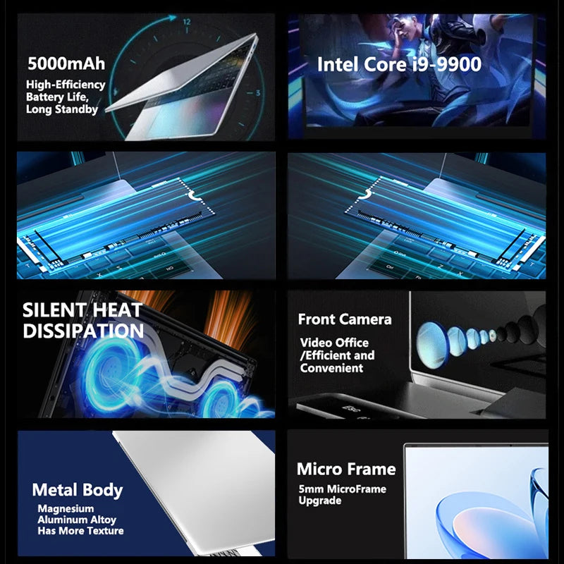 2026 15.6" Laptop Intel Core i9 9900 32GB RAM 2TB SSD 1920*1080HD Windows 11 Gaming Computer PC Gamer office Ultra Slim Notebook